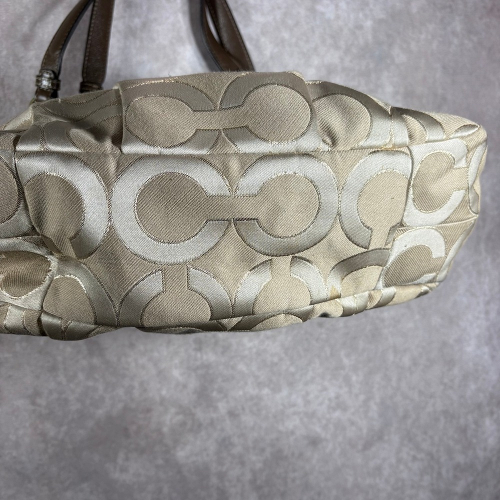 Coach Hobo Womens Medium Beige Signature Optic Art Jacquard Leather Trim Bag - Picture 6 of 16